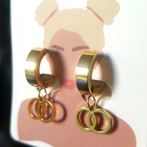 3 for $15 Stainless Steel Small Hoop Earrings - Picture 3 of 4